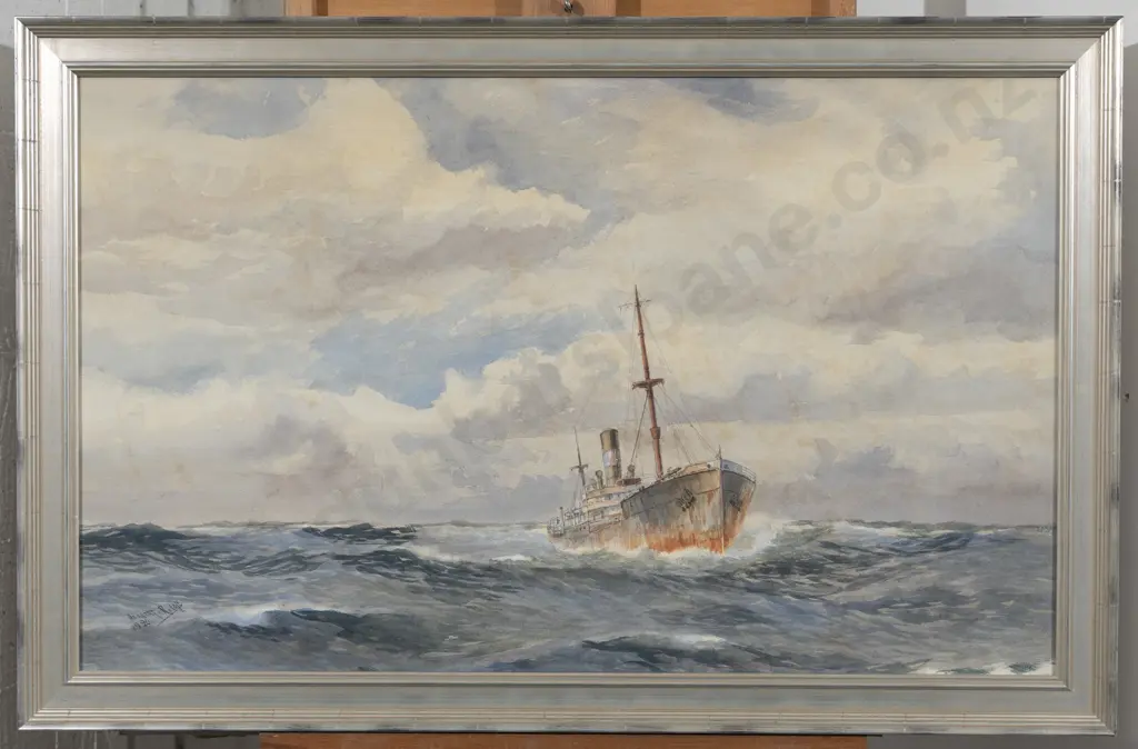 Herbert R Cole (1890 - 1962) - Seascape With Ship (a/f) Image 1++
