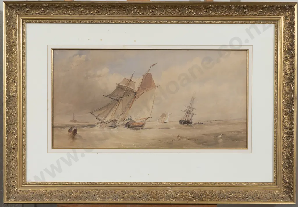 Alfred Herbert (fl 1844 - 1860) - Fishing & Sailing Boats off the South Coast Image 1++