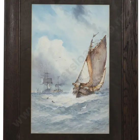 W Stewart - Boats in Stormy Seas