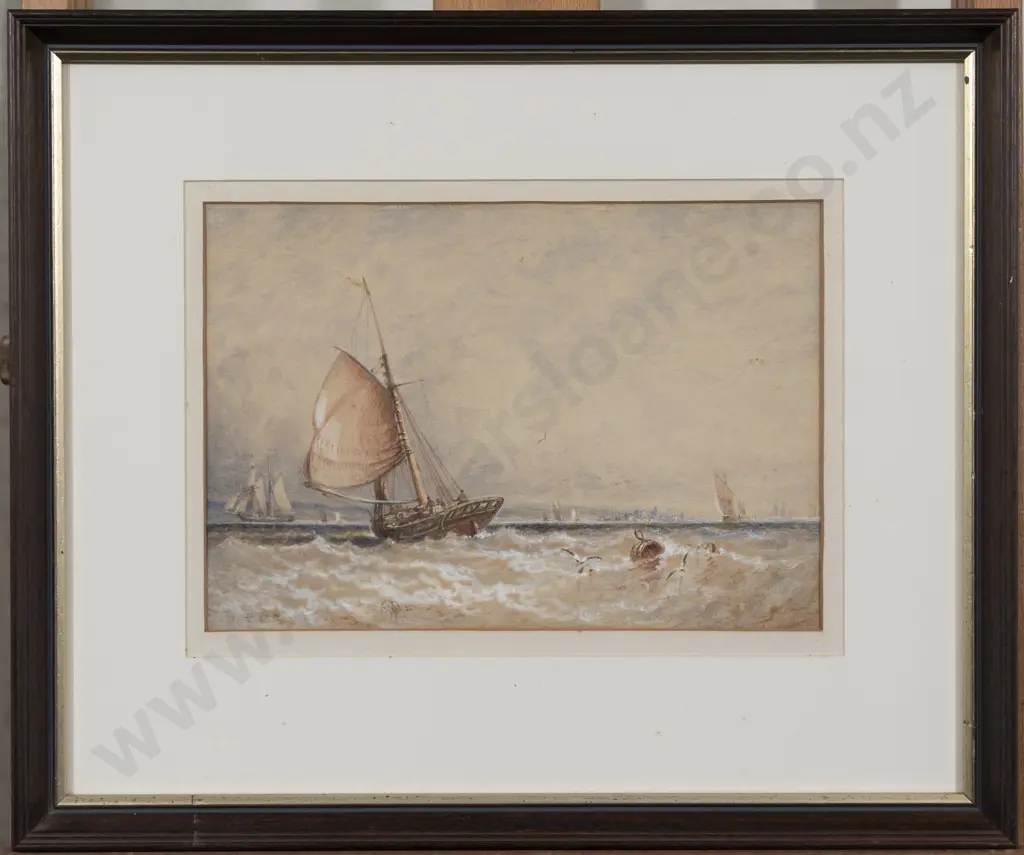 William Roxby Beverley (British 1811 - 1899) - Seascape With Fishing Boat Image 1++