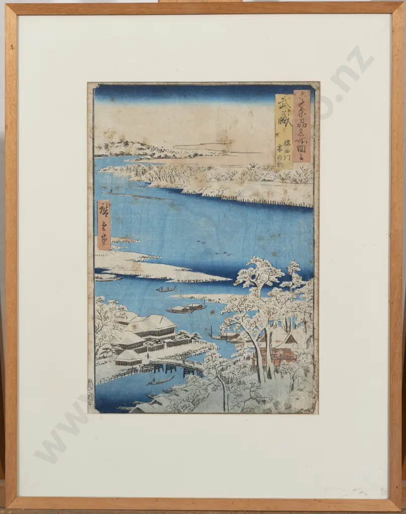 Utagawa Hiroshoge (1797-1858) Morning after a Snowfall the Sumida River Musashi Province Image 1++