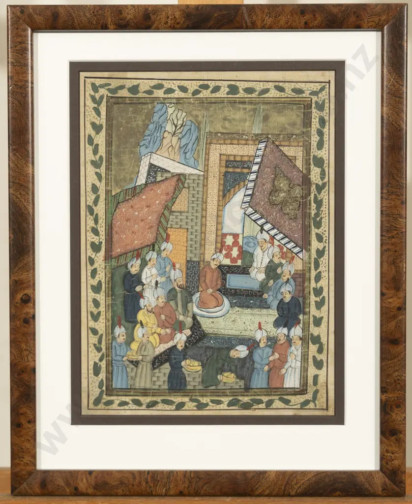 Moghul School Painting on Silk Image 1++