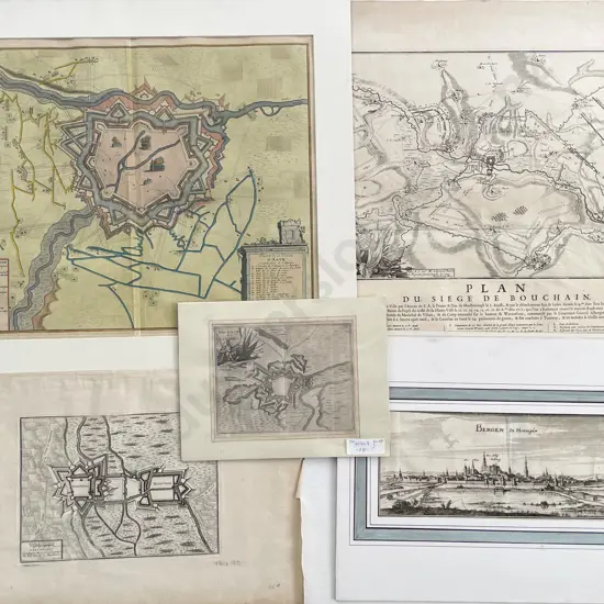 5 Various 18th Century European Maps & Engravings