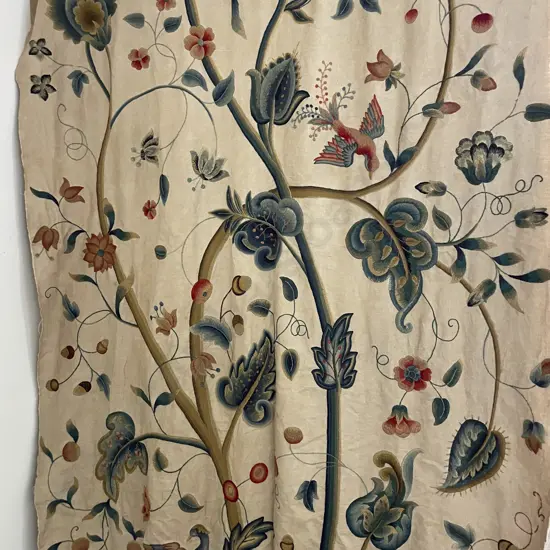 Arts & Crafts Linen Crewel Worked Panel