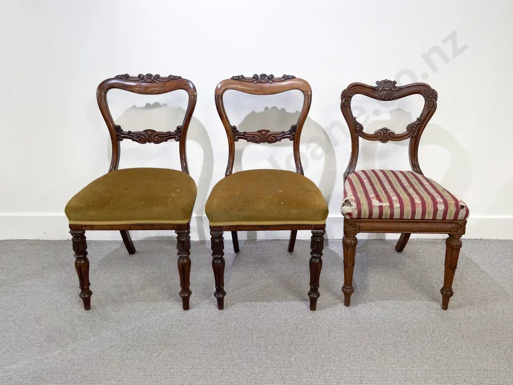 Pair of Vict Rosewood Dining Chairs & Other Single Chair Image 1++
