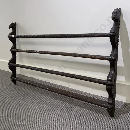 Late C19th Oak Hanging Plate Rack