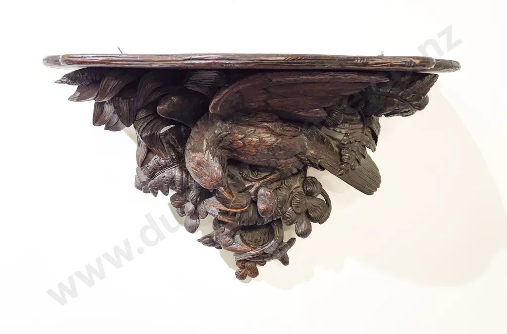 C19th Oak Black Forest Wall Shelf Image 1++