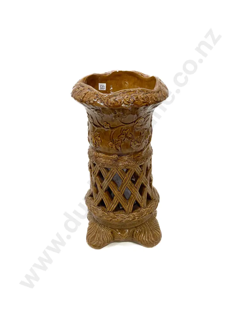 Early NZ Benhar Saltglazed Pottery Glazed Umbrella Stand Image 1++