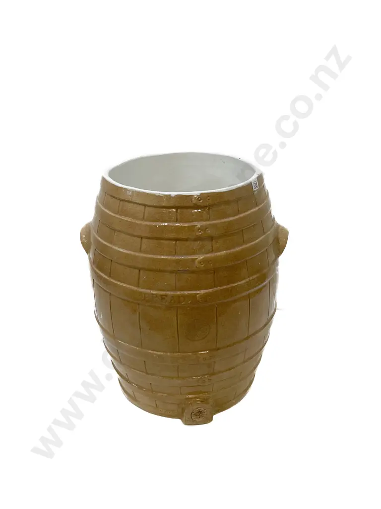 Large NZ Colonial Pottery Glazed Pottery Bread Barrel Image 1++