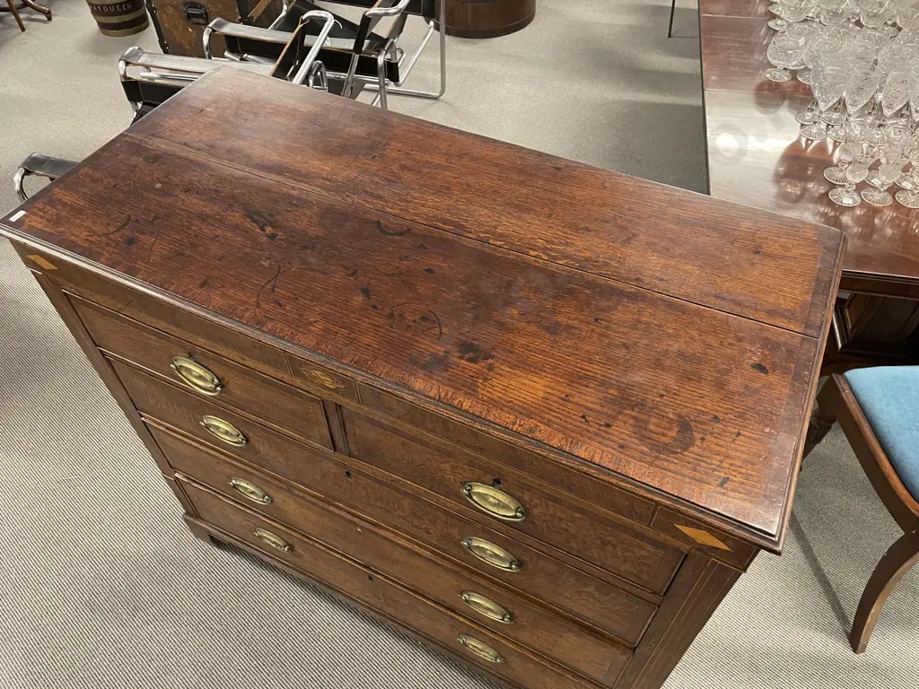 Geo III Oak & Inlaid Flat Front Chest Image 1++