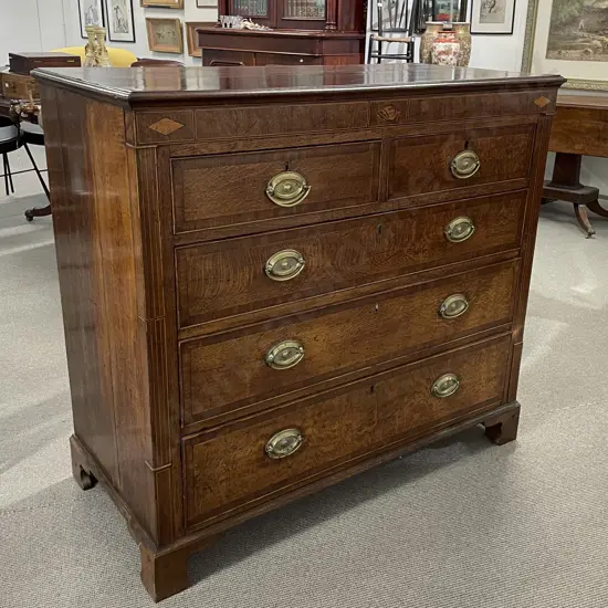 Geo III Oak & Inlaid Flat Front Chest