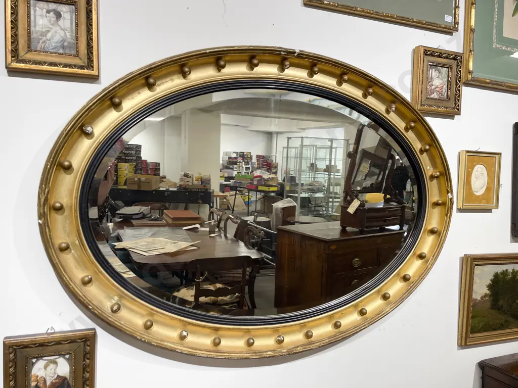 Regency Giltwood Oval Wall Mirror Image 1++