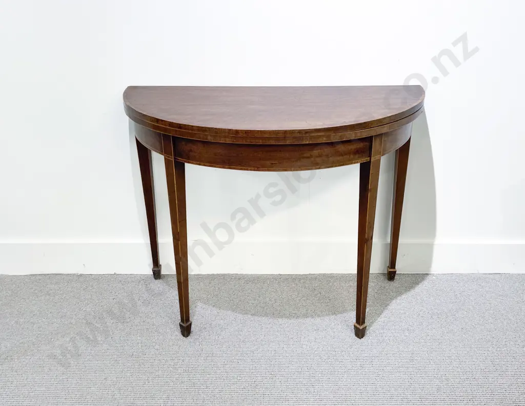 Geo III Mahogany Crossbanded D Shaped Foldover Card Table Image 1++