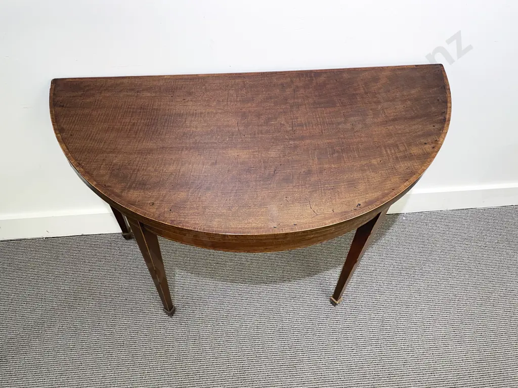 Geo III Mahogany Crossbanded D Shaped Foldover Card Table Image 1++