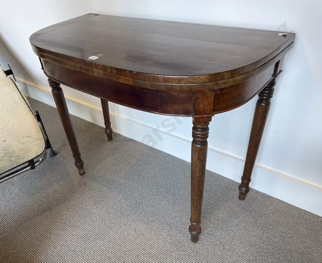 Regency Mahogany D Shaped Foldover Card Table Image 1++