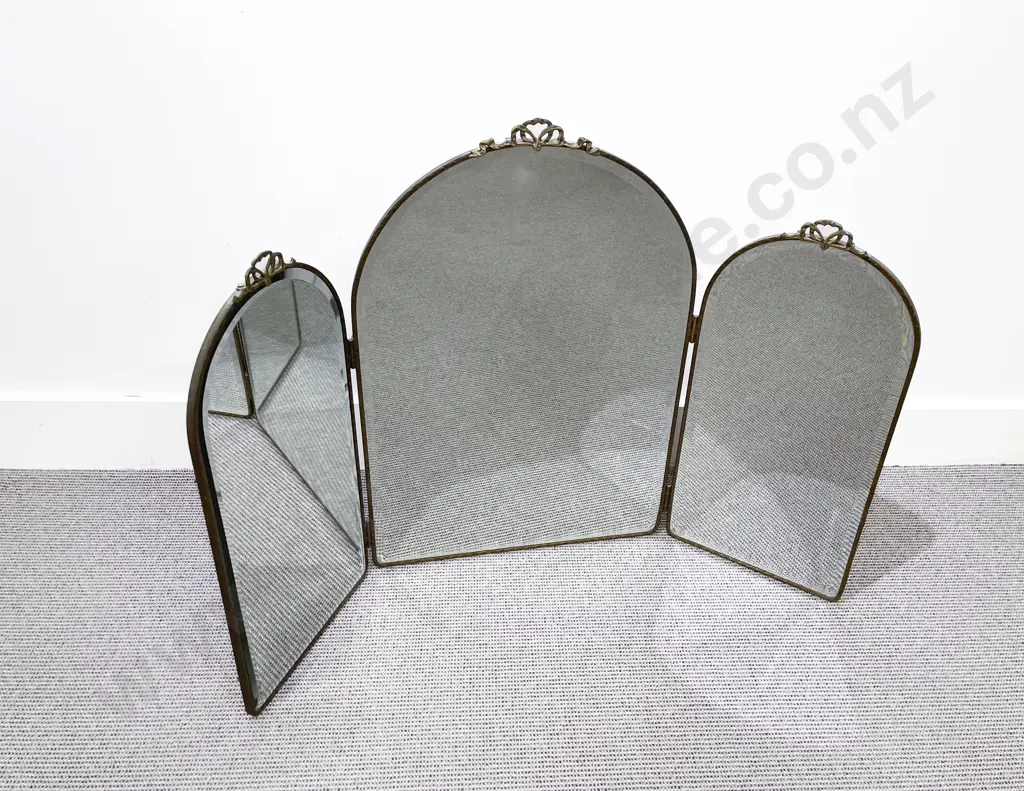 Brass Framed Triptych Dressing Mirror Image 1++