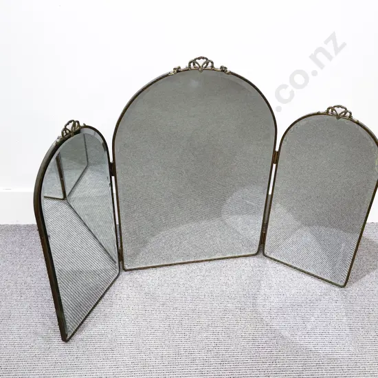 Brass Framed Triptych Dressing Mirror