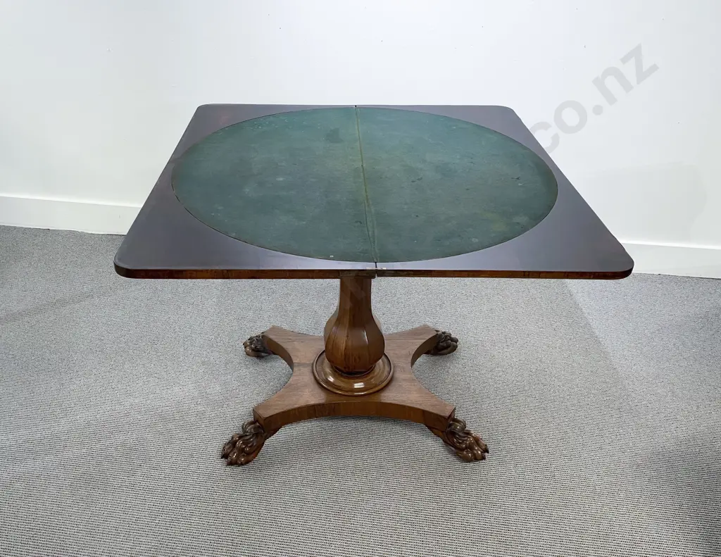 Wm IV Faded Rosewood Foldover Card Table Image 1++
