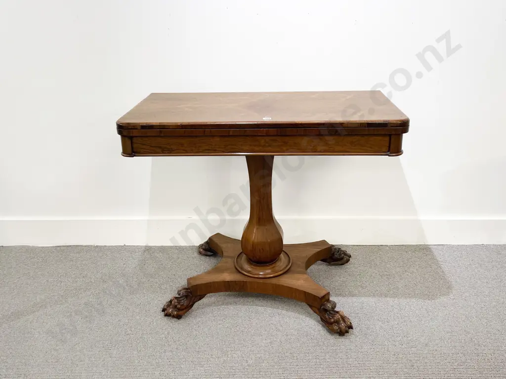 Wm IV Faded Rosewood Foldover Card Table Image 1++