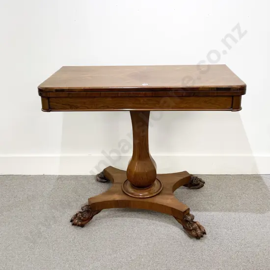 Wm IV Faded Rosewood Foldover Card Table