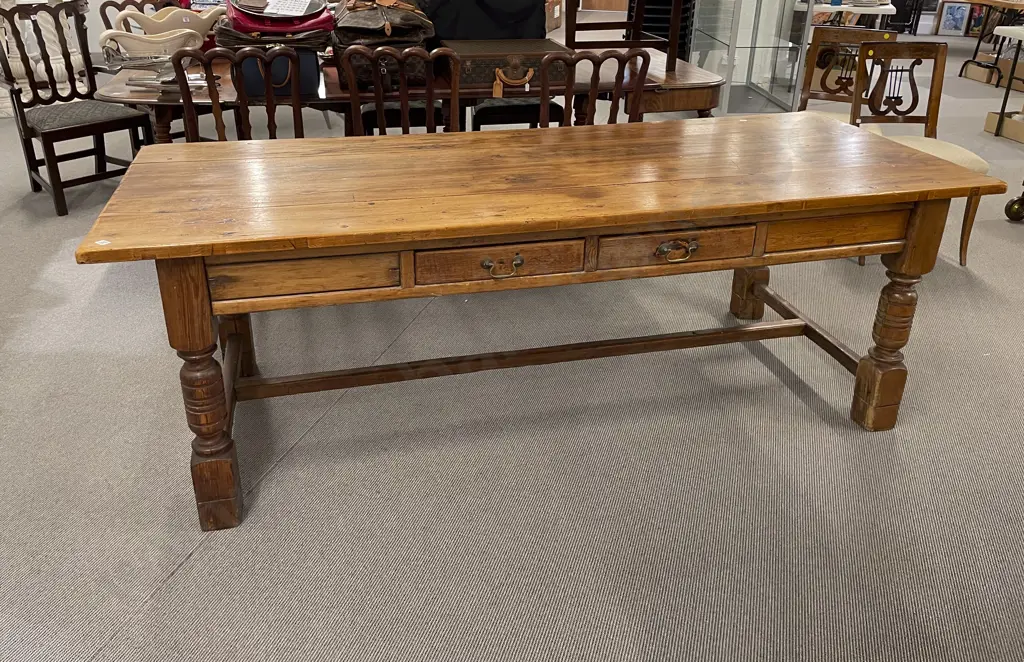 C19th French Provincial Fruitwood Farmhouse Table Image 1++