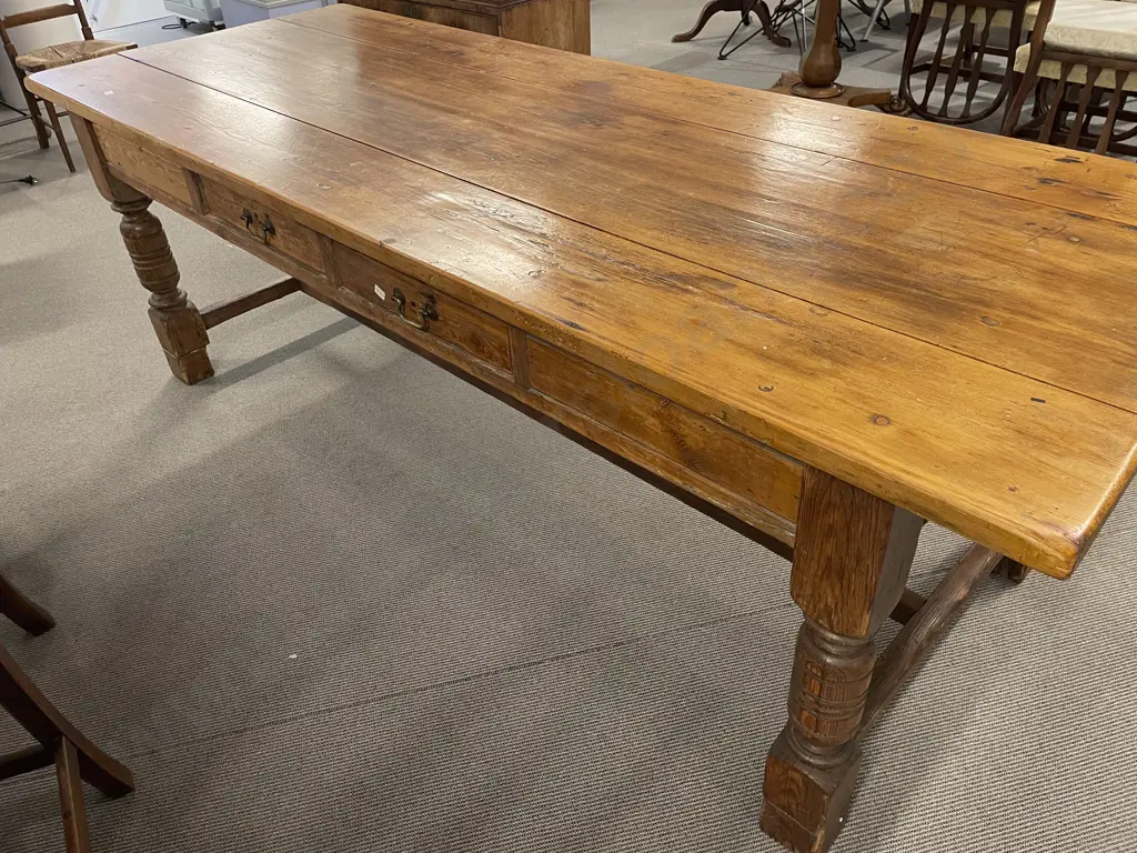 C19th French Provincial Fruitwood Farmhouse Table Image 1++