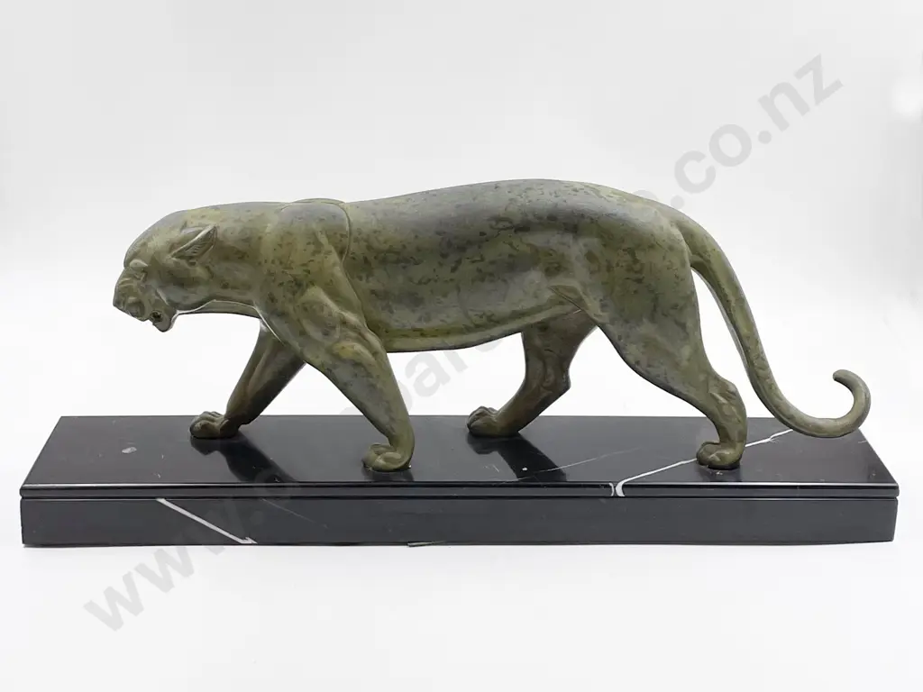 French Art Deco Period Spelter Model of a Panther by Ouline 1933 Image 1++