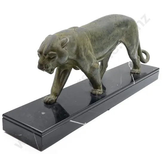 French Art Deco Period Spelter Model of a Panther by Ouline 1933