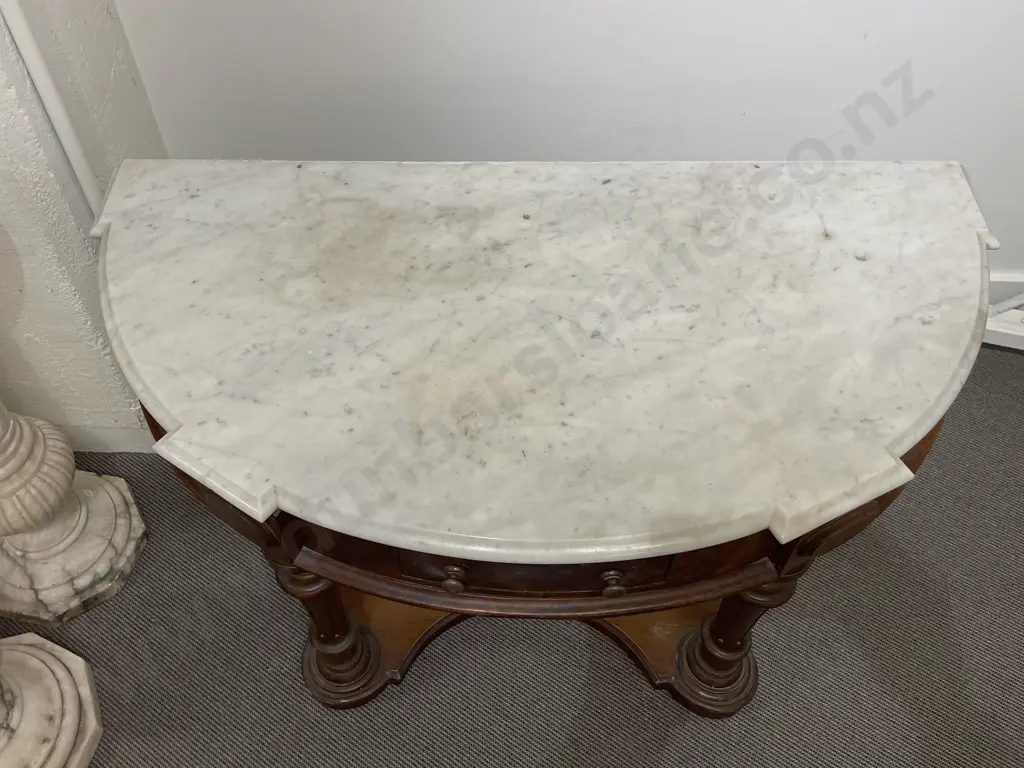Vict Walnut D Shaped Marble Top Washstand Image 1++