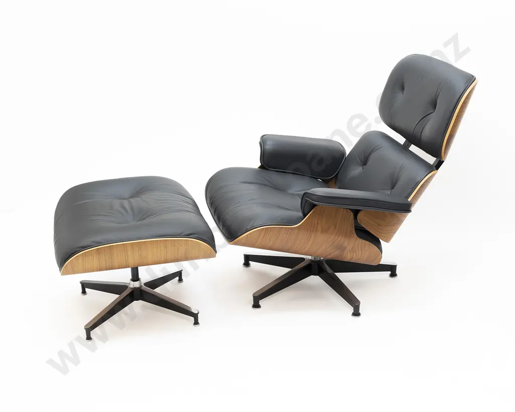 Charles and Ray Eames Style Lounge Chair and Ottoman Image 1++