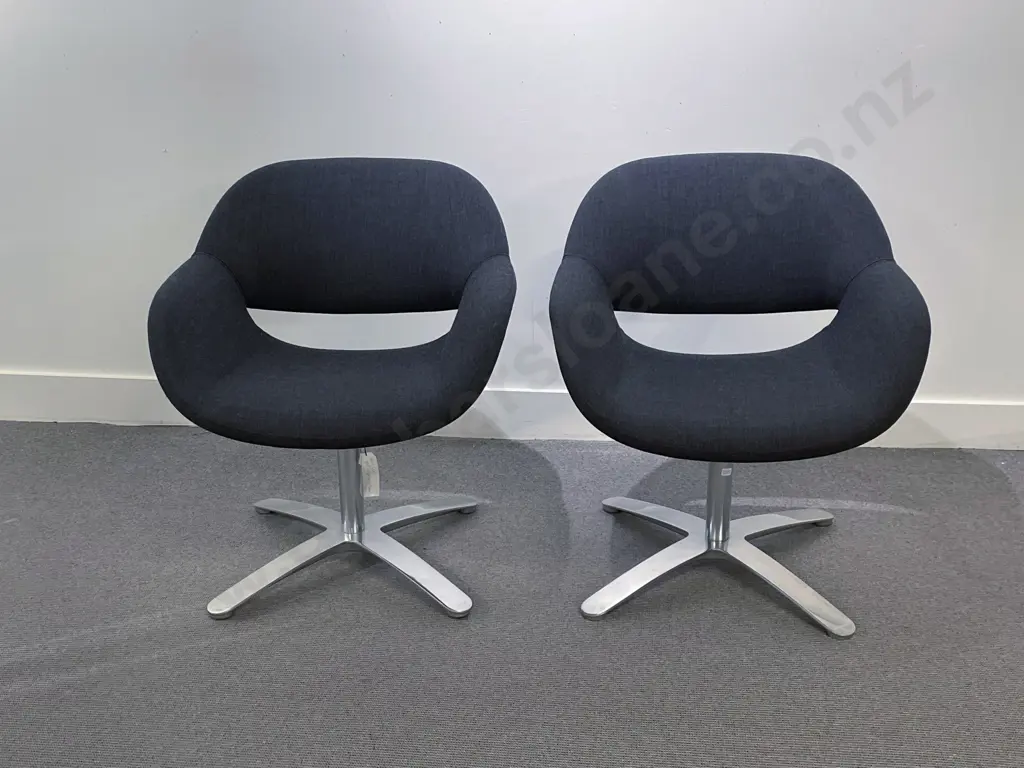 Norbert Geelen For Kusch And Company Pair of Volpe Low Back Swivel Lounge Chairs Image 1++
