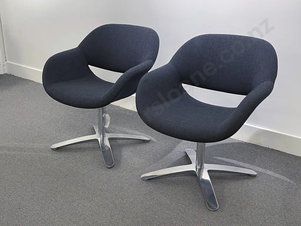 Norbert Geelen For Kusch And Company Pair of Volpe Low Back Swivel Lounge Chairs Image 1++