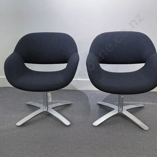 Norbert Geelen For Kusch And Company Pair of Volpe Low Back Swivel Lounge Chairs