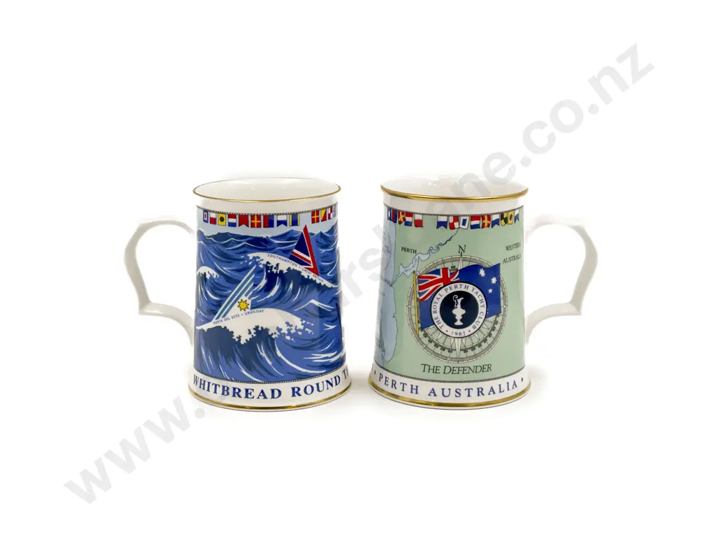 Two Fancy China Commemorative Tankards Image 1++