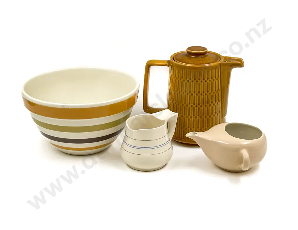 Crown Lynn Beehive Mixing Bowl together with Crown Lynn Jug & Two Others Image 1++