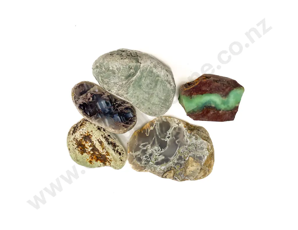 Two Greenstone Rocks with Three Others Image 1++