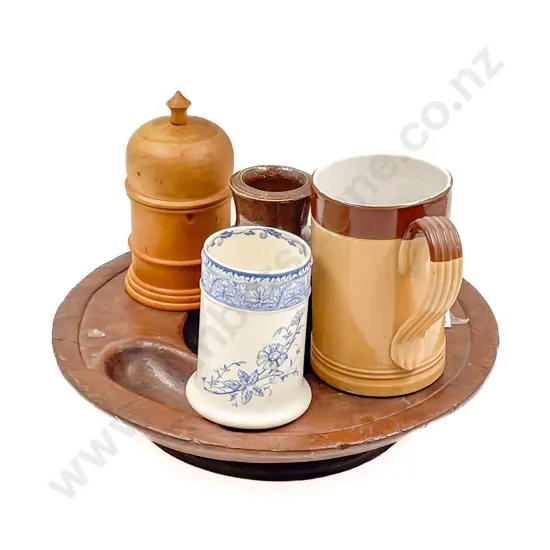 Vintage Wooden Tray Treen Royal Doulton Mug & Assorted