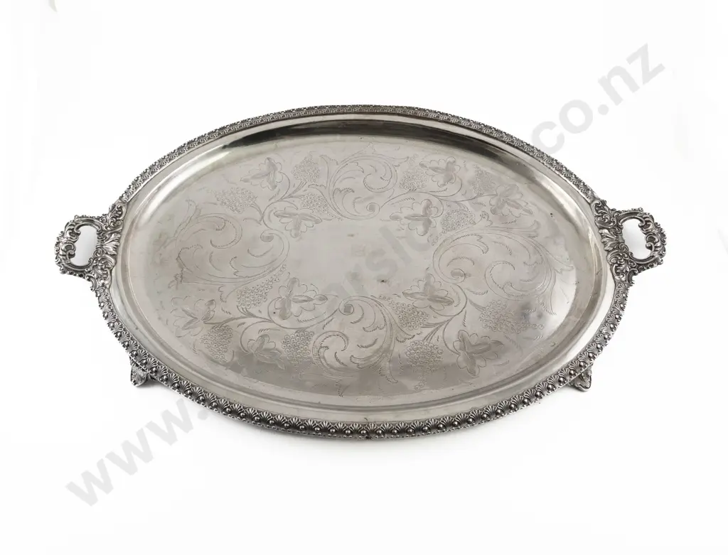 Large Late Vict S/P Oval Two Handled Banquet Tray Image 1++