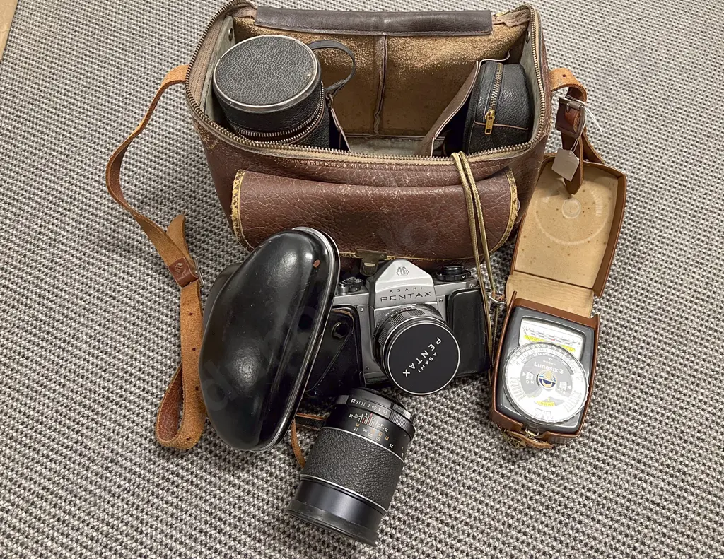 Cased Asahi Pentax Camera in Travel Bag with Accessories Image 1++