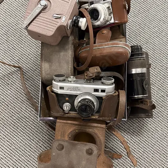 Two Vintage Paxette Cameras with Mini Wansta Film Camera etc