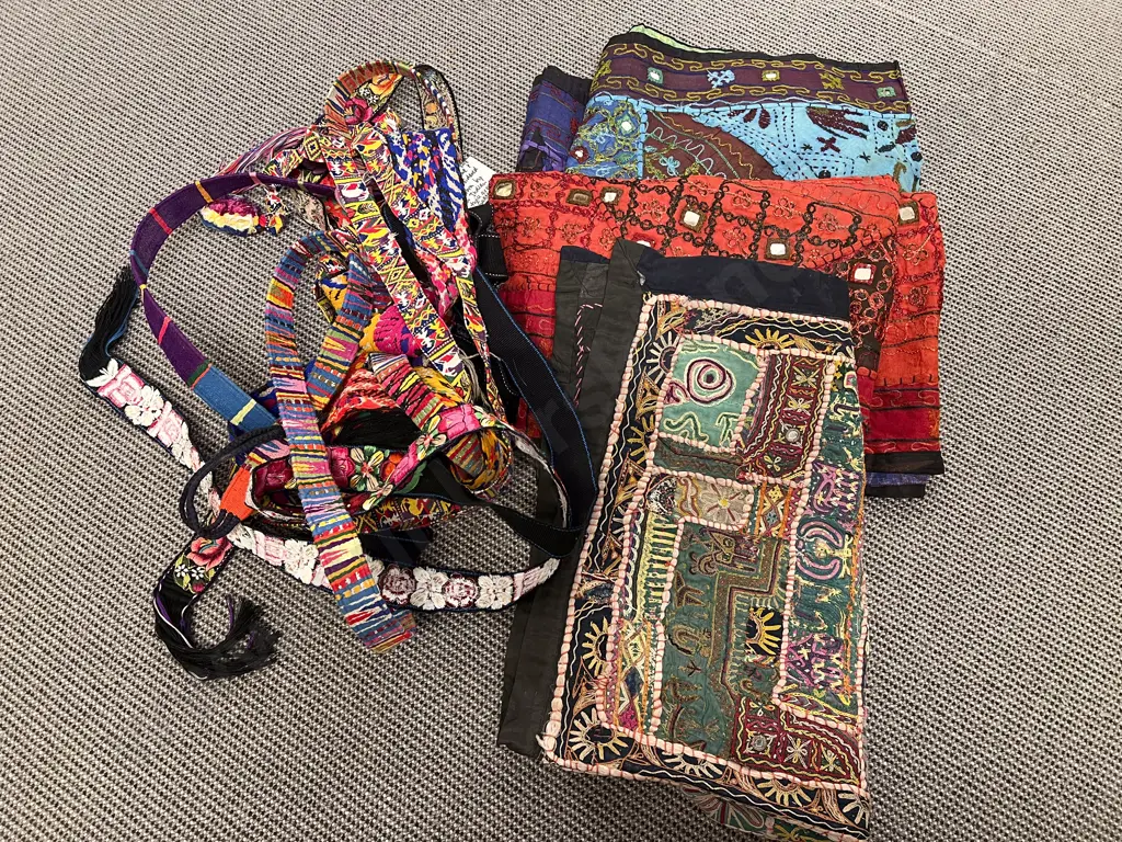Quantity of Assorted Framed Works and Indian/Turkish Fabric Image 1++