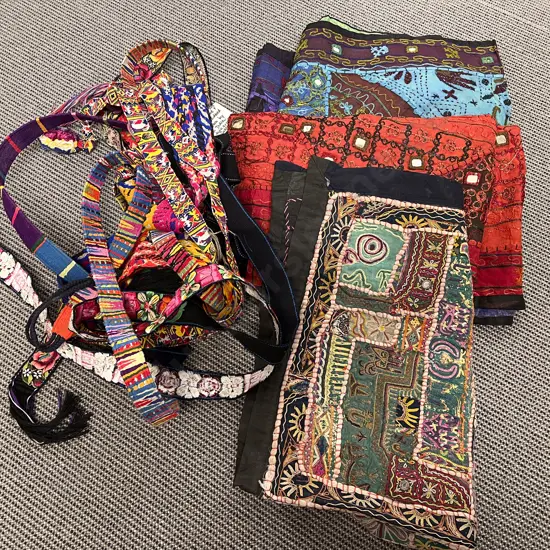 Quantity of Assorted Framed Works and Indian/Turkish Fabric
