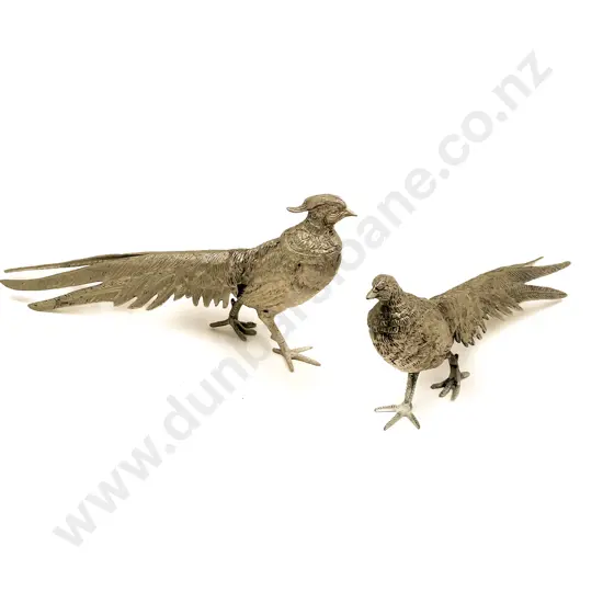 Two Metal Pheasant Ornaments