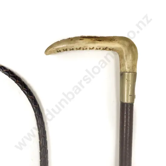 Riding Crop with Leather Whip Extension