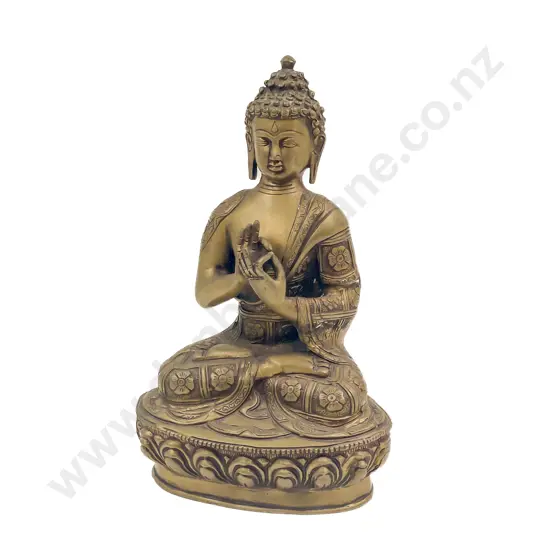 Bronze Cast Buddha on Lotus Throne