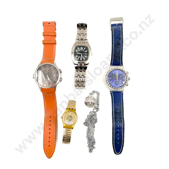 Four Assorted Wristwatches and Pendant Watch