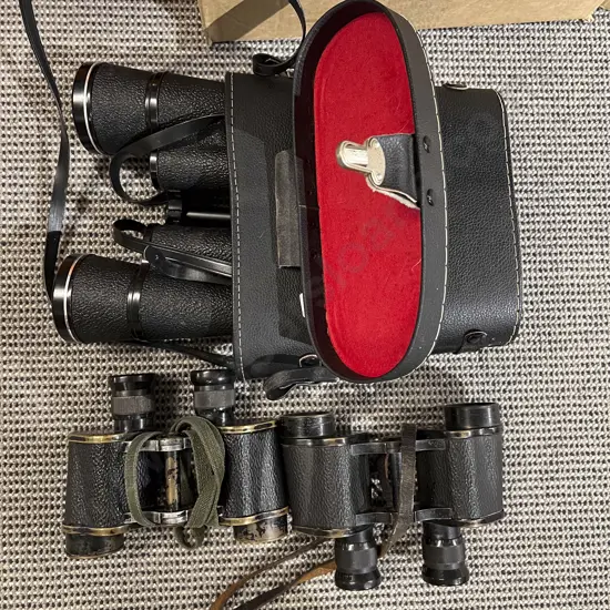 Cased Hanimex 7x50 Binoculars with Two Others (PHOTO CHANGE)