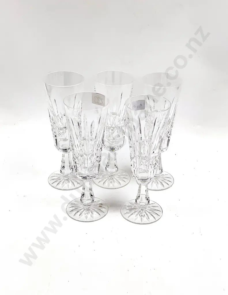 Five Waterford Crystal Champagne Flutes Image 1++