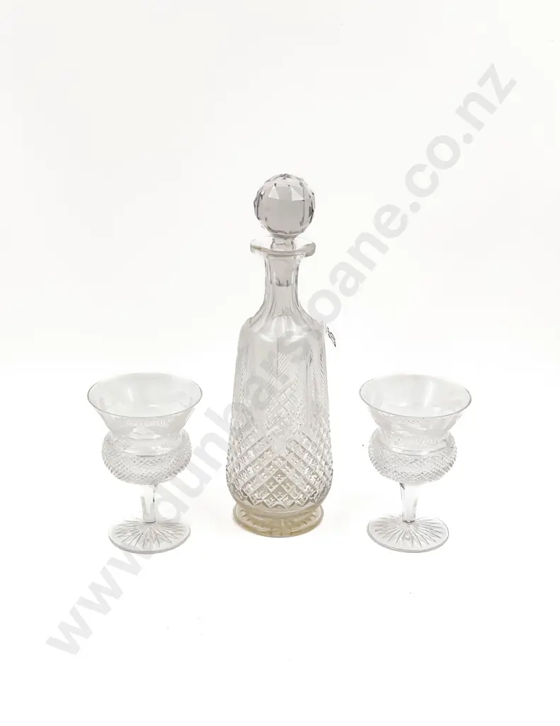 Pair of Decorative Scottish Crystal Glasses & Decanter Image 1++