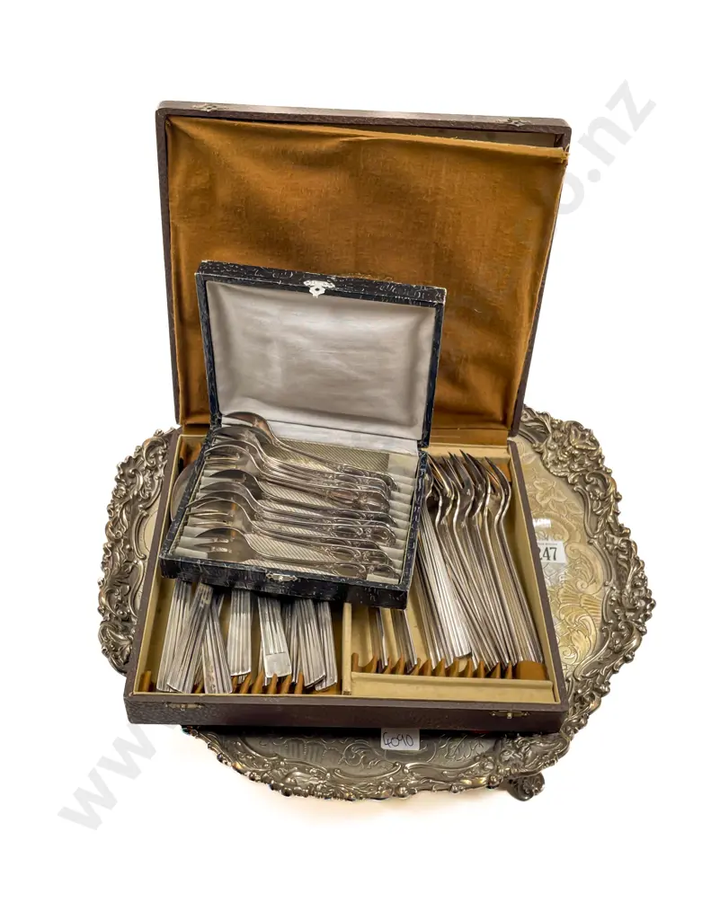 Two Boxes of Cutlery together with S/P Serving Tray Image 1++